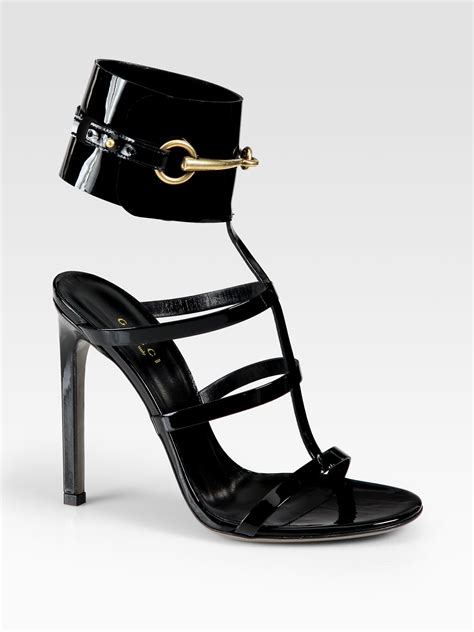 gucci black ankle strap sandals|black Gucci sandals for women.